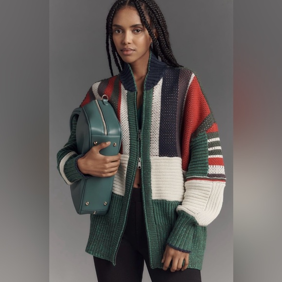 Anthropologie x Pilcro Ribbed Collared Zip-Front Sweater Size XS NWT